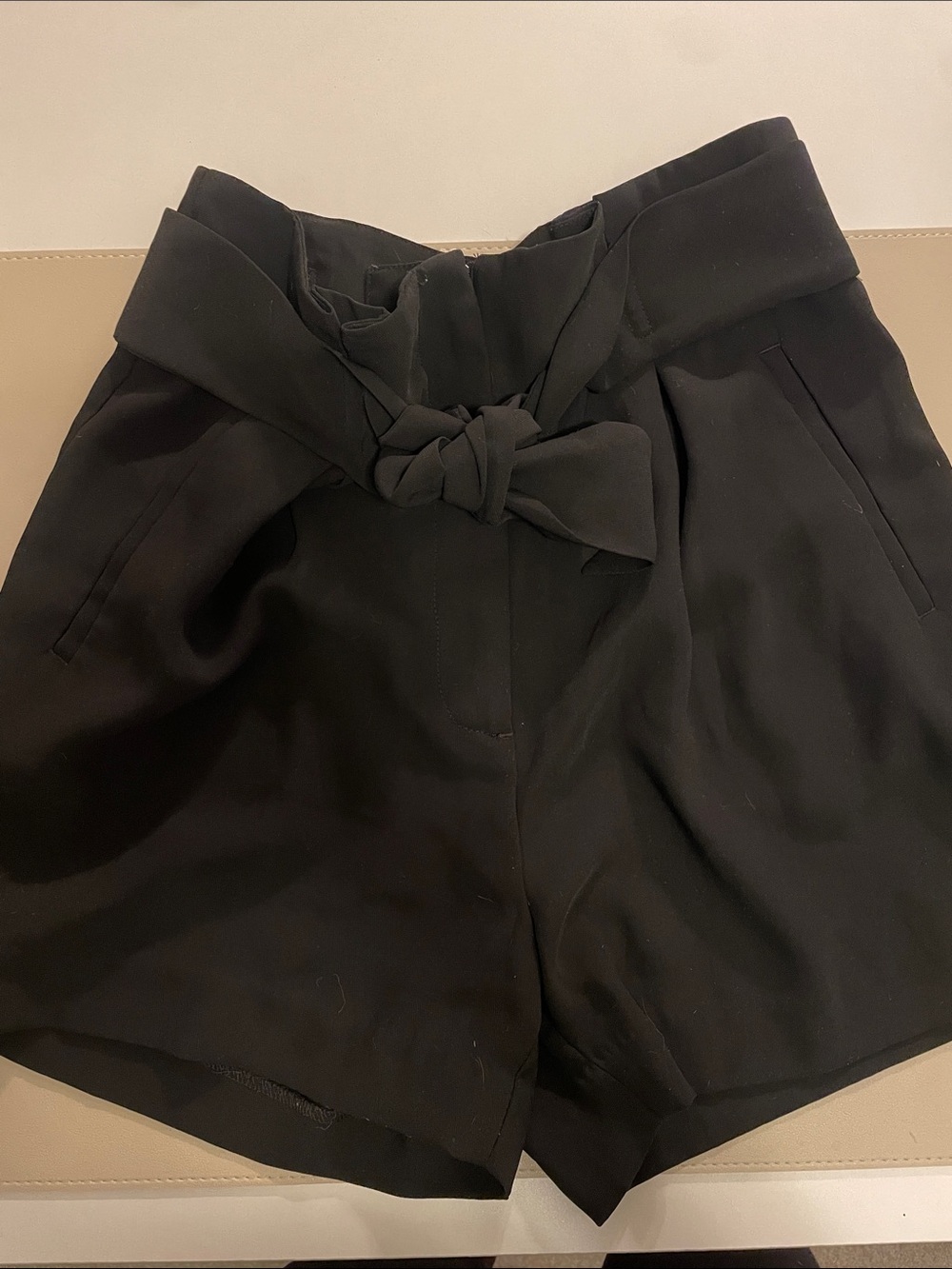 H&M High-Waist Black Paperbag Tie-Waist Women’s Shorts